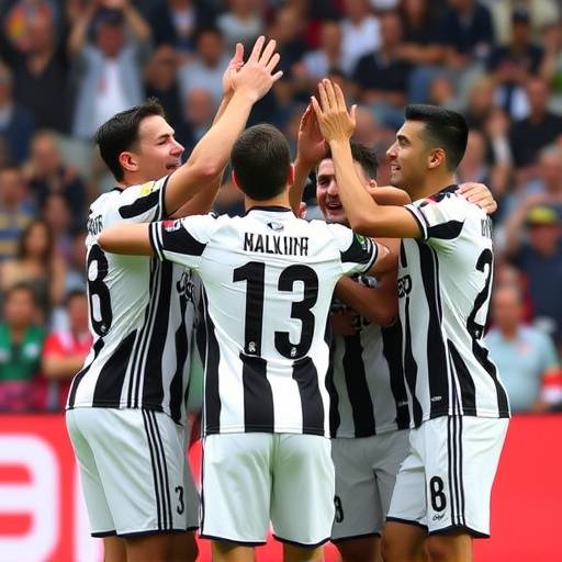 Giocatori della Juventus che festeggiano un gol durante una partita di Serie A