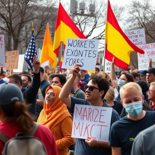 Una manifestazione per i diritti dei lavoratori